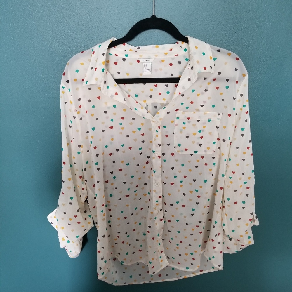 Heart Button Down Blouse